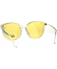 Round Womens Horn Rim Plastic Round Boyfriend Hipster Sunglasses - Clear Yellow - CA18DK434KX $9.33