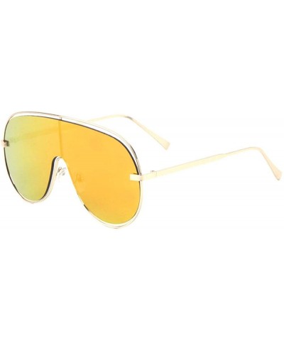 Shield Separate Rim One Piece Flat Shield Sunglasses - Yellow - CL1988CR87D $11.86