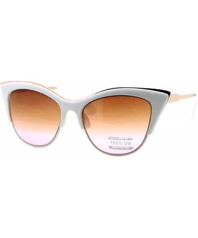 Rectangular Metal Top Accent Cateye Sunglasses Womens Designer Fashion Shades - White - CG187IEI5MN $10.86