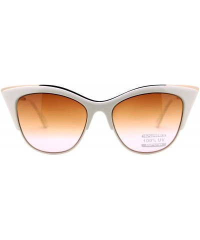 Rectangular Metal Top Accent Cateye Sunglasses Womens Designer Fashion Shades - White - CG187IEI5MN $10.86