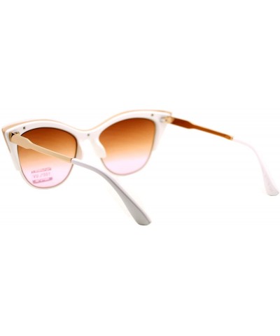 Rectangular Metal Top Accent Cateye Sunglasses Womens Designer Fashion Shades - White - CG187IEI5MN $10.86