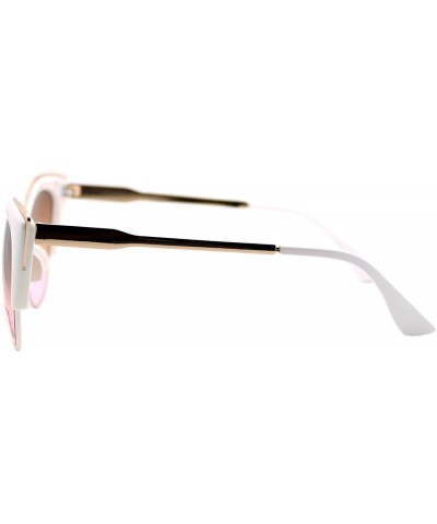 Rectangular Metal Top Accent Cateye Sunglasses Womens Designer Fashion Shades - White - CG187IEI5MN $10.86