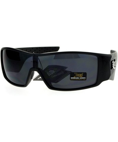 Shield Sporty Shield Shark Fin Gangster Plastic Sunglasses - Web Matte Black - CF12O4NQWNY $12.45