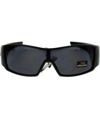 Shield Sporty Shield Shark Fin Gangster Plastic Sunglasses - Web Matte Black - CF12O4NQWNY $22.72