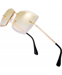 Rimless Sunglasses For Women Oversized Rimless Diamond Cutting Lens Sun Glasses - Exquisite Packaging - 965705-gold - CN18AQH...