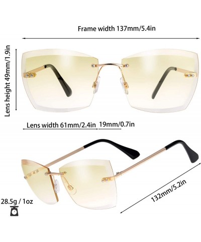 Rimless Sunglasses For Women Oversized Rimless Diamond Cutting Lens Sun Glasses - Exquisite Packaging - 965705-gold - CN18AQH...