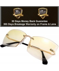 Rimless Sunglasses For Women Oversized Rimless Diamond Cutting Lens Sun Glasses - Exquisite Packaging - 965705-gold - CN18AQH...