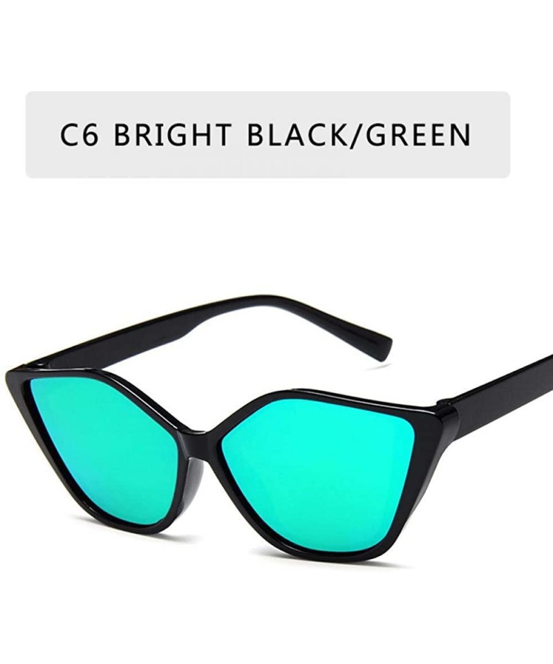 Aviator New Vintage Black Cat Eye Sunglasses Women Fashion Brand Designer Mirror C7 - C6 - CQ18YLZAKLR $8.33