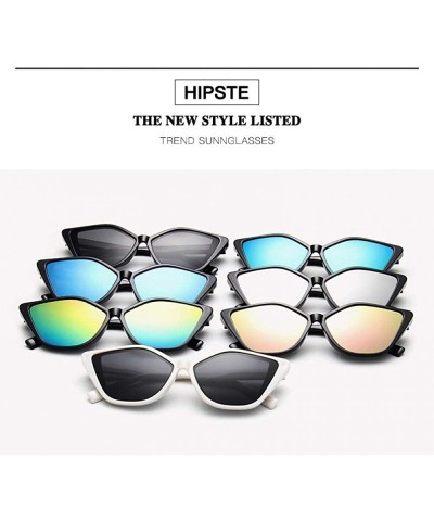 Aviator New Vintage Black Cat Eye Sunglasses Women Fashion Brand Designer Mirror C7 - C6 - CQ18YLZAKLR $8.33