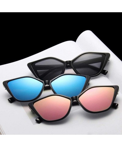 Aviator New Vintage Black Cat Eye Sunglasses Women Fashion Brand Designer Mirror C7 - C6 - CQ18YLZAKLR $8.33