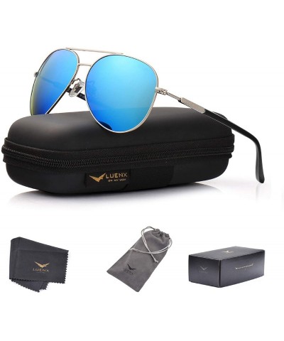 Aviator Aviator Sunglasses for Men Women-Polarized Driving UV 400 Protection with Case - 7-light Blue/Black Leg - C7127AQG0E7...