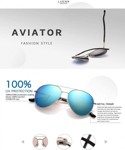 Aviator Aviator Sunglasses for Men Women-Polarized Driving UV 400 Protection with Case - 7-light Blue/Black Leg - C7127AQG0E7...