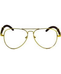 Aviator Executive Metal Wood Aviator Sunglasses Art Nouveau Vintage Style Clear Lens Eyeglasses - Gold / Cherry - CU180TSH2IM...