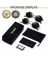 Round Lennon Round Sunglasses for Men Women - Small Circle Hippie Sunglasses Polarized - 2 Pack(black+silver) - CI18X7OU4IR $...
