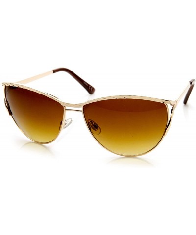 Cat Eye Womens Oversize Embellished Metal Cat Eye Sunglasses - Gold - CM11N9FRD0F $22.54