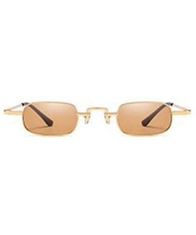 Oval Women Classic Sunglasses Oval Small Sunglasses Rainbow Eyewear With Case UV400 Protection - Gold Frame/Brown Lens - CP18...