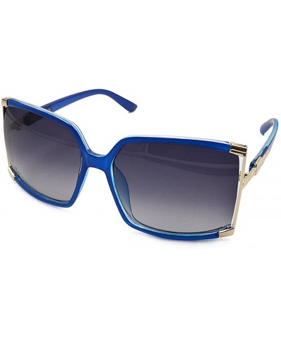 Wayfarer Women's Oversized Metal Frame Colored Lens Uv400 Protection Sunglasses - Blue - C412CAYEI3J $34.60