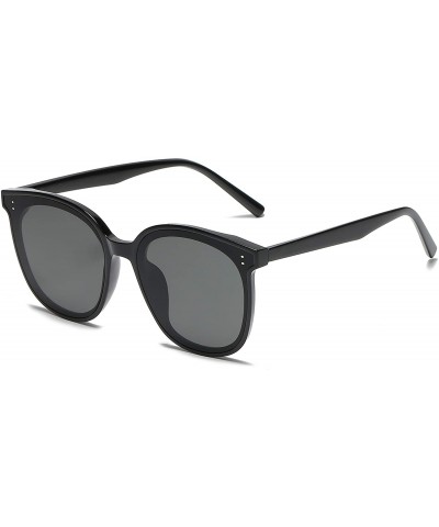Round Round Oversized Sunglasses for Women Men UV Protection 8057 - Black - CE1963AZNRT $8.12