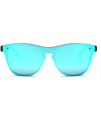 Round Blenders Sunglasses Polarized Sunglasses - Rimless Mirrored Lens Sunglasses JH9004 - Black Frame Blue Mirror - CL189U3W...