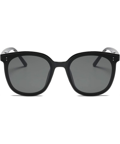 Round Round Oversized Sunglasses for Women Men UV Protection 8057 - Black - CE1963AZNRT $8.12