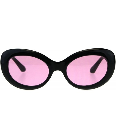 Oval Womens Retro Minimal Mod Plastic Oval Round Goth Sunglasses - Black Pink - C918E4IEZXY $18.70