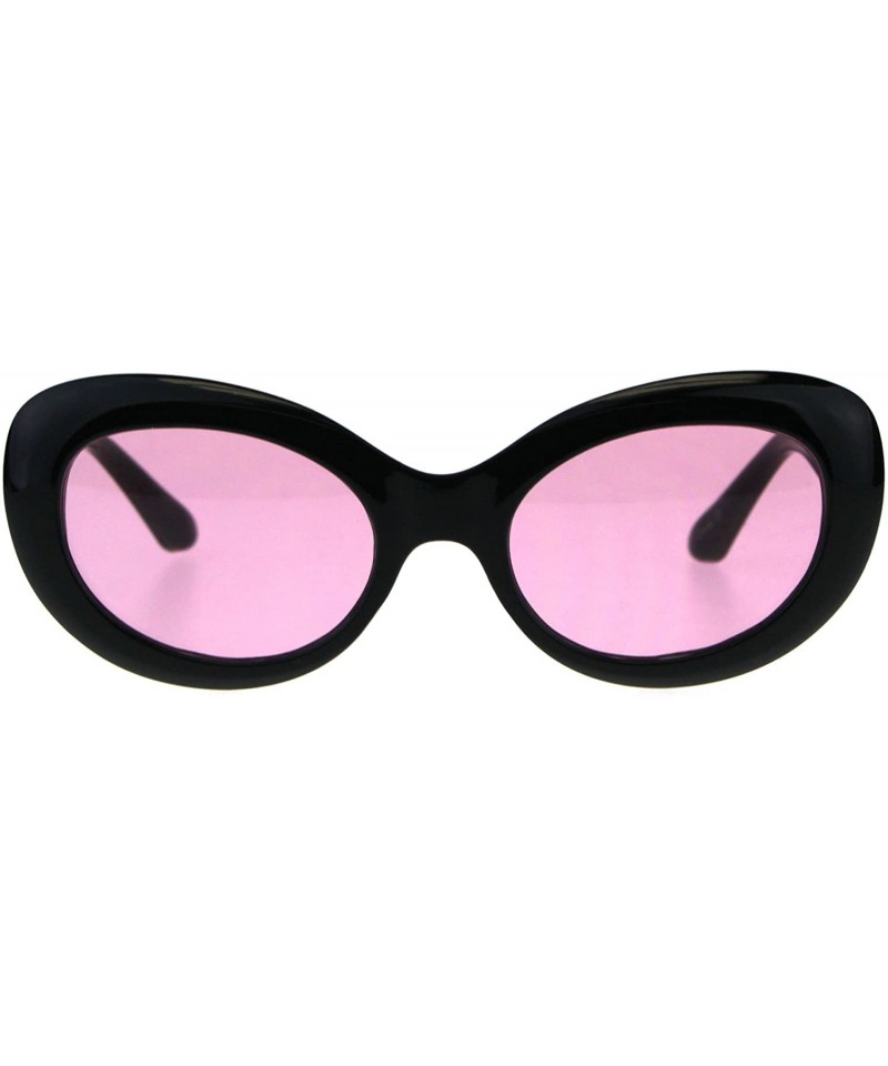 Oval Womens Retro Minimal Mod Plastic Oval Round Goth Sunglasses - Black Pink - C918E4IEZXY $7.38