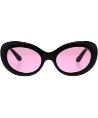 Oval Womens Retro Minimal Mod Plastic Oval Round Goth Sunglasses - Black Pink - C918E4IEZXY $7.38