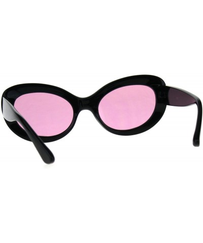 Oval Womens Retro Minimal Mod Plastic Oval Round Goth Sunglasses - Black Pink - C918E4IEZXY $7.38