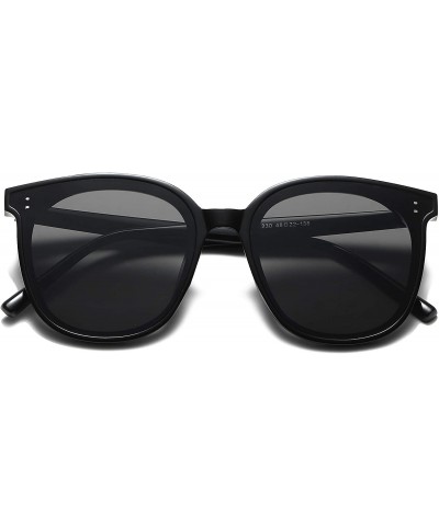 Round Round Oversized Sunglasses for Women Men UV Protection 8057 - Black - CE1963AZNRT $17.41