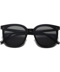 Round Round Oversized Sunglasses for Women Men UV Protection 8057 - Black - CE1963AZNRT $17.41