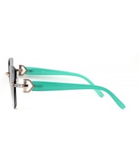 Rimless Womens Rimless Horn Rim Shape Rhinestone Jewel Hinge Sunglasses - Gold Green Green - CL193EWH44T $15.36