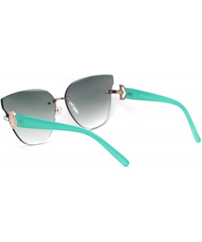 Rimless Womens Rimless Horn Rim Shape Rhinestone Jewel Hinge Sunglasses - Gold Green Green - CL193EWH44T $15.36