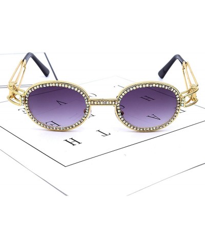 Round Vintage Small Round Diamond Sunglasses Women Fashion Steampunk Colorful Rhinestone Shades UV400 Oculos - Gv0276-1 - CK1...