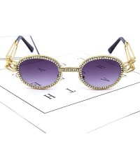 Round Vintage Small Round Diamond Sunglasses Women Fashion Steampunk Colorful Rhinestone Shades UV400 Oculos - Gv0276-1 - CK1...