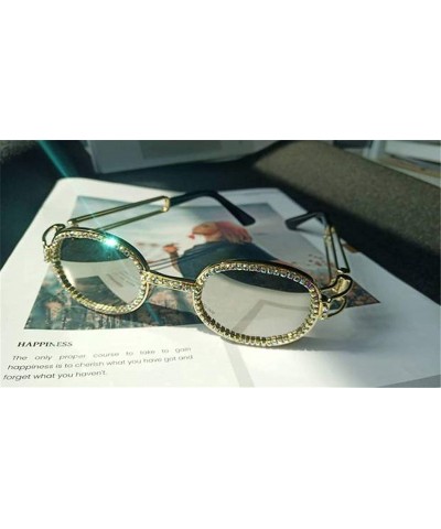 Round Vintage Small Round Diamond Sunglasses Women Fashion Steampunk Colorful Rhinestone Shades UV400 Oculos - Gv0276-1 - CK1...