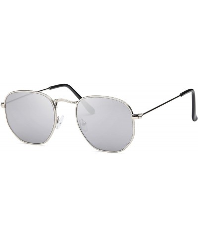 Sport Unisex Metal Frame - Flat Lens - Retro Design - Silver - CB1884XQ38H $18.75