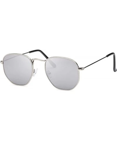 Sport Unisex Metal Frame - Flat Lens - Retro Design - Silver - CB1884XQ38H $27.93