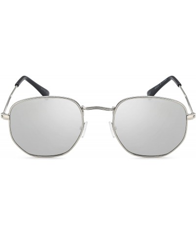 Sport Unisex Metal Frame - Flat Lens - Retro Design - Silver - CB1884XQ38H $18.75