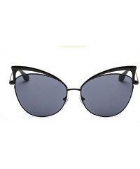 Rimless Sexy Cateye Women Sunglasses Oversized Metal Frame Flat Mirrored Lens - A - CE184ROGYY2 $10.35