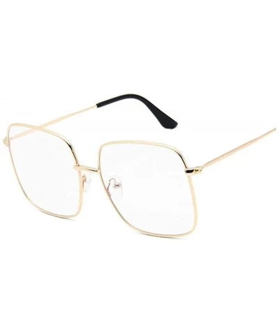 Square Retro Big Square Sunglasses Women Vintage Shades Progressive Metal Color Sun Glasses Fashion Designer Lunette - CZ199C...