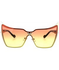Rimless Bat Mask Shield Winged Cat Eye Gradient Lens Metal Rimless Sunglasses - Gold Orange Yellow - CJ186EL48AY $9.98