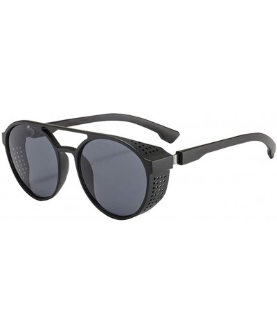 Round Steampunk Retro Round Sunglasses - UV400 Glasses for Men and Women - Black+gray - CM18UDZ35K6 $19.37