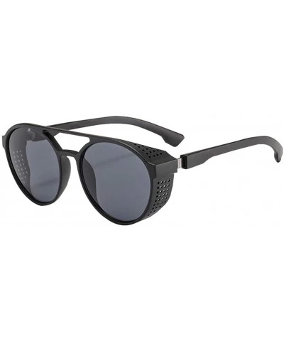 Round Steampunk Retro Round Sunglasses - UV400 Glasses for Men and Women - Black+gray - CM18UDZ35K6 $19.11