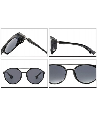 Round Steampunk Retro Round Sunglasses - UV400 Glasses for Men and Women - Black+gray - CM18UDZ35K6 $8.30