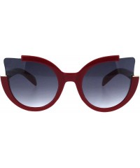 Oversized Round Cateye Sunglasses Womens Unique Open Corner Frame UV 400 - Red (Smoke) - CT18KL6UZ7G $14.09