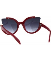 Oversized Round Cateye Sunglasses Womens Unique Open Corner Frame UV 400 - Red (Smoke) - CT18KL6UZ7G $14.09