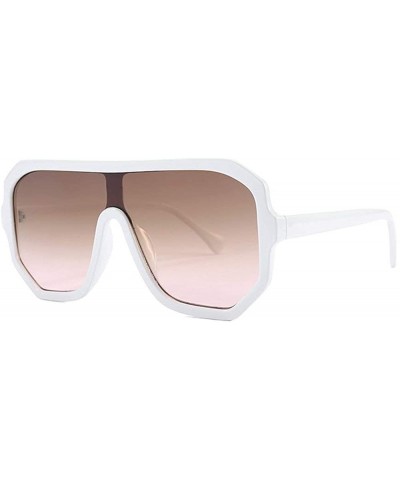 Square Retro square big box unisex 2019 new one-piece lens fashion trend sunglasses UV400 - White - CO18RLQM9TZ $25.79