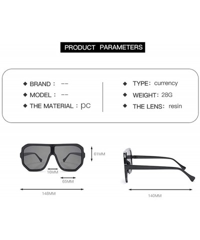 Square Retro square big box unisex 2019 new one-piece lens fashion trend sunglasses UV400 - White - CO18RLQM9TZ $11.35