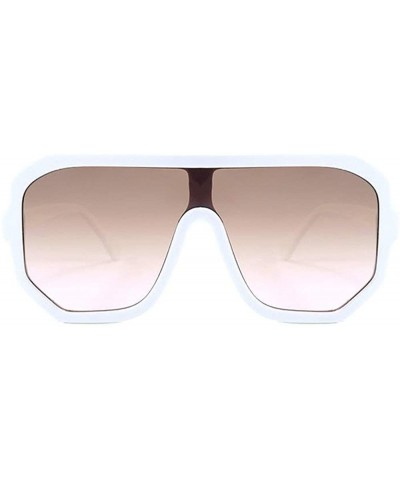 Square Retro square big box unisex 2019 new one-piece lens fashion trend sunglasses UV400 - White - CO18RLQM9TZ $11.35