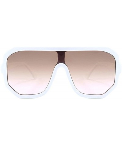 Square Retro square big box unisex 2019 new one-piece lens fashion trend sunglasses UV400 - White - CO18RLQM9TZ $11.35